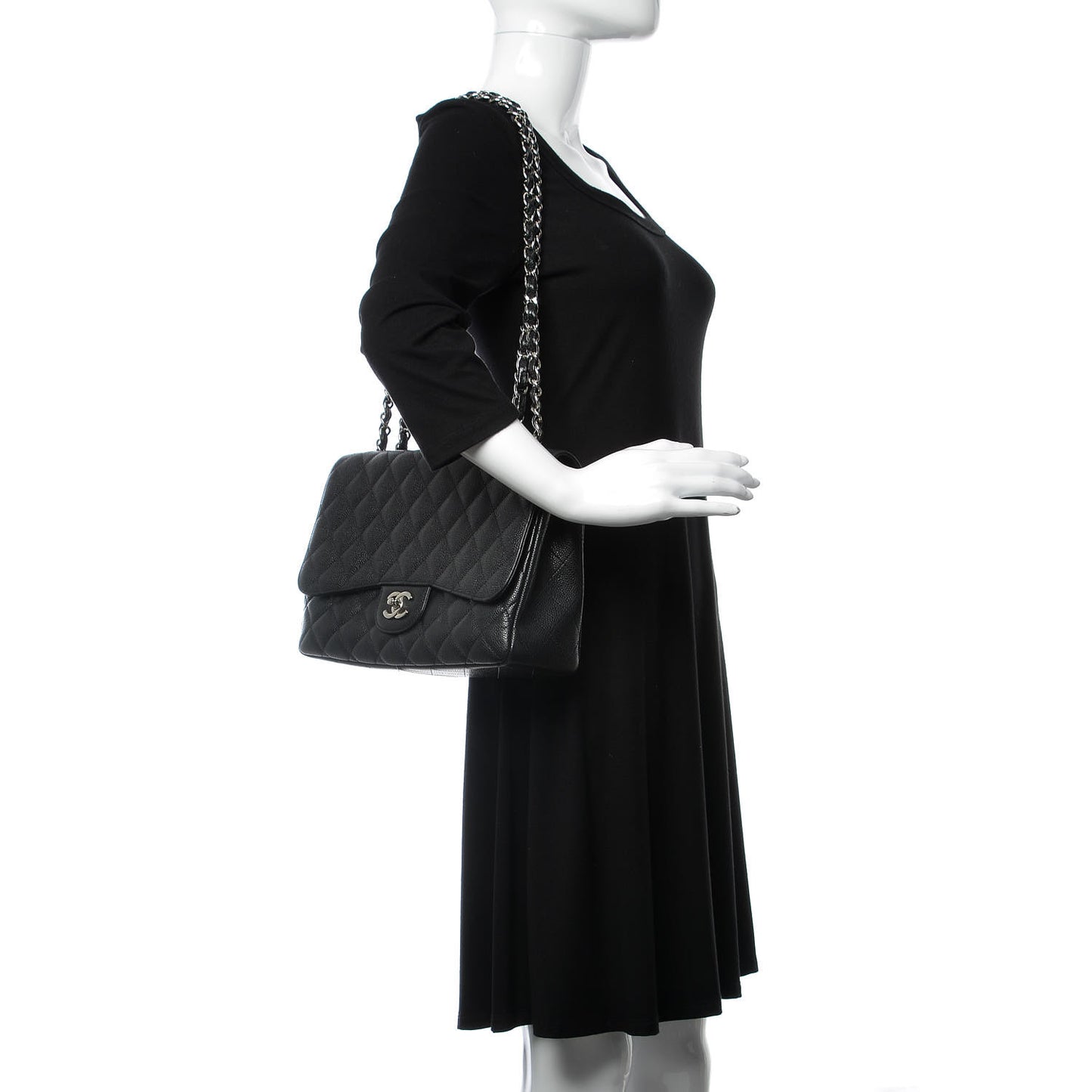 Caviar Quilted Jumbo Single Flap Black