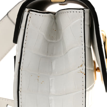 Chloe Calfskin Crocodile Embossed Small C Double Carry Bag Brilliant White 11 of 11