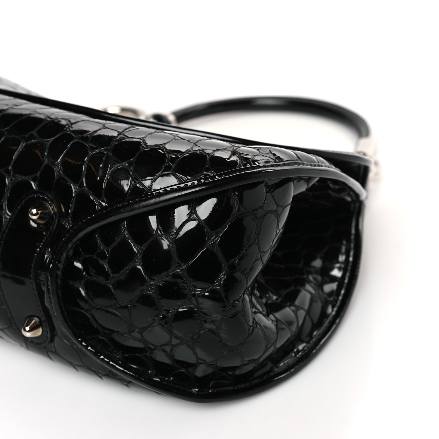 Christian Dior Patent Crocodile Embossed 61 Tote Black 9 of 9