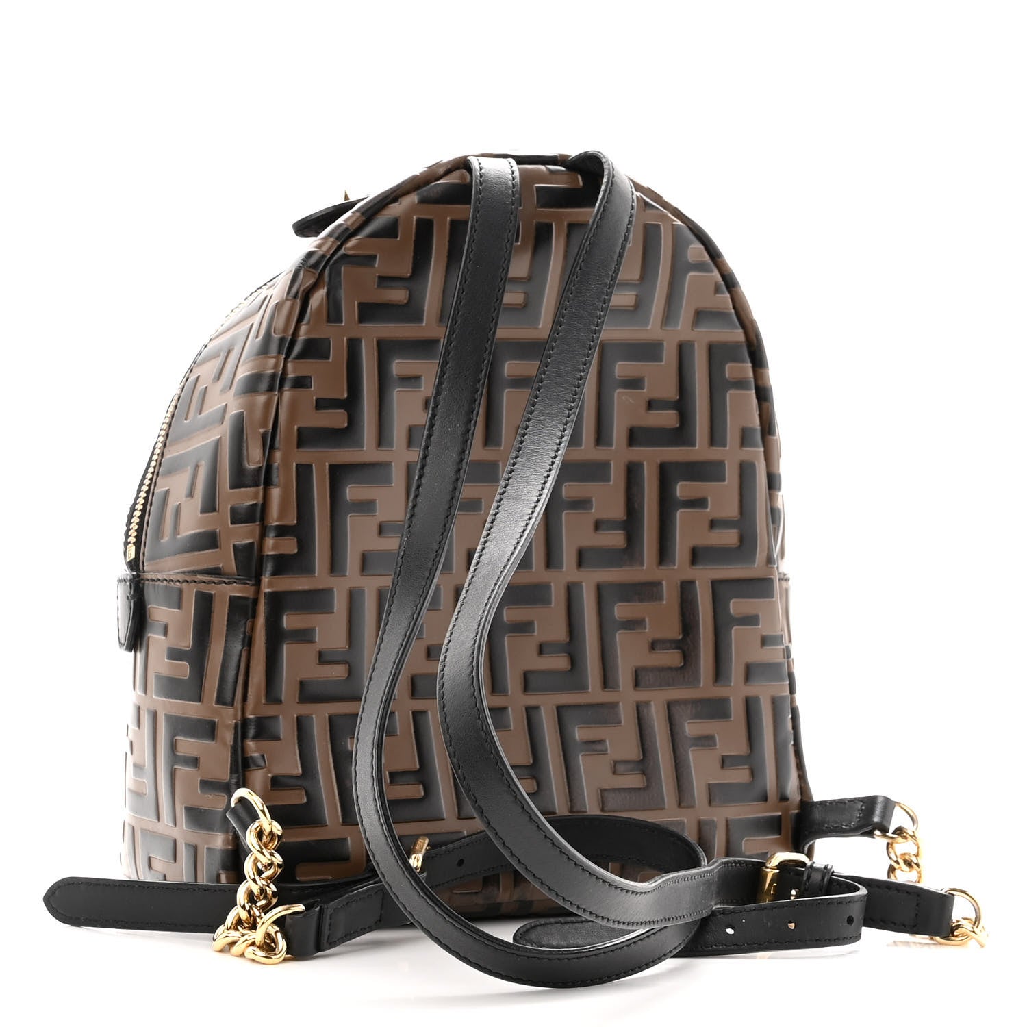 Fendi Vitello Bi-Color FF 1974 Embossed Mini Backpack Maya Black 3 of 9