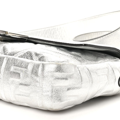 Fendi Vitello Catalan Mirror FF 1974 Embossed Baguette Argento 10 of 10