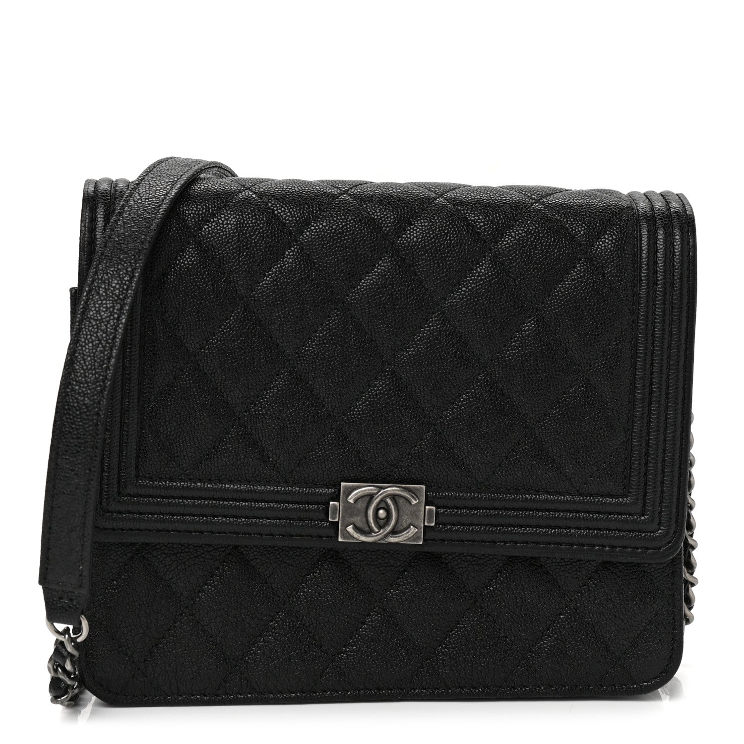 Chanel Caviar Quilted Boy Clutch With Chain Black 1 of 12