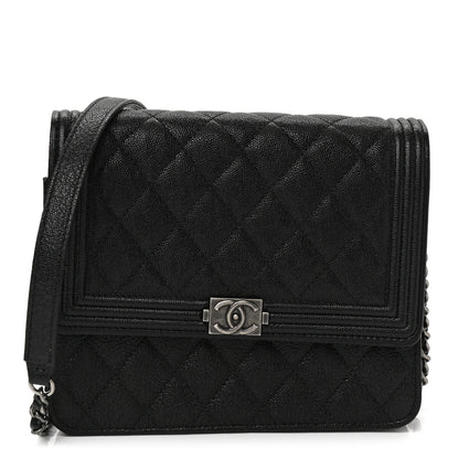 Chanel Caviar Quilted Boy Clutch With Chain Black 1 of 12