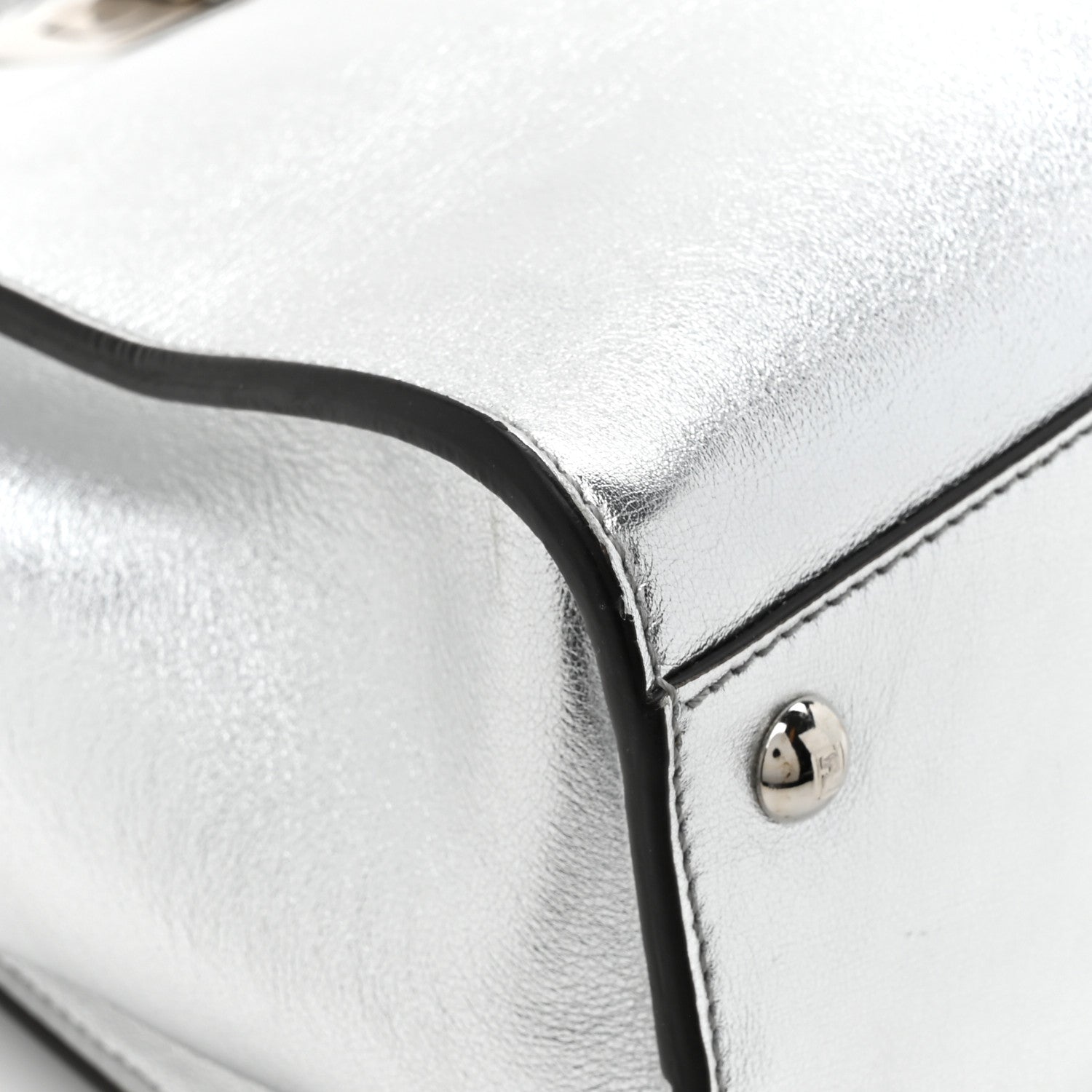 Fendi Vitello Catalan Mirror Medium Peekaboo Iconic Satchel Argento 15 of 17