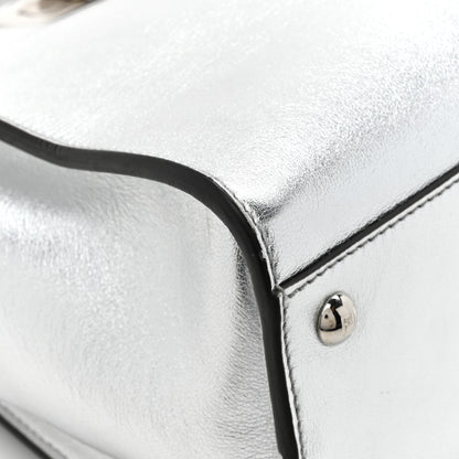 Fendi Vitello Catalan Mirror Medium Peekaboo Iconic Satchel Argento 15 of 17