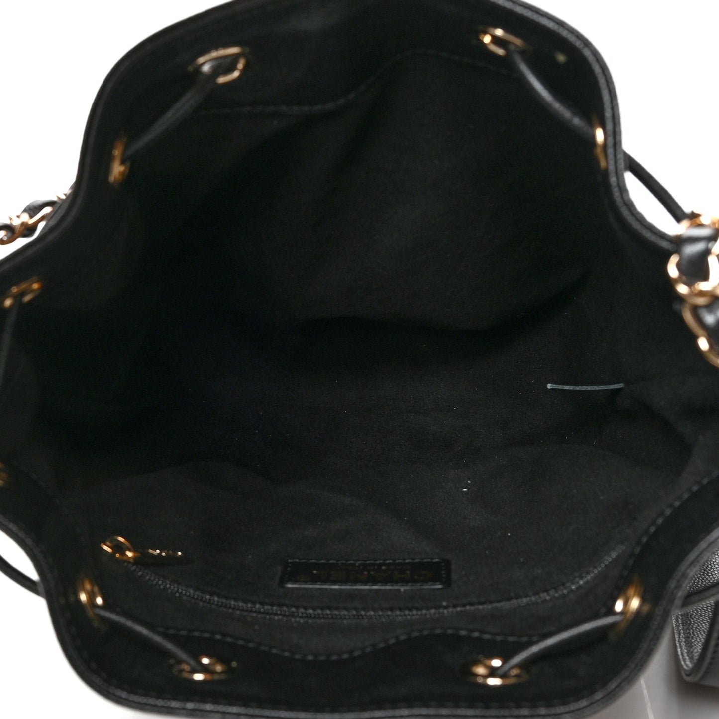 Caviar Deauville Drawstring Bucket Bag Black