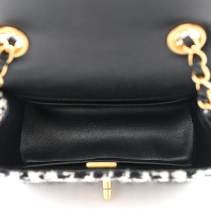 Chanel Tweed Houndstooth Quilted Mini Square Flap White Black 5 of 12