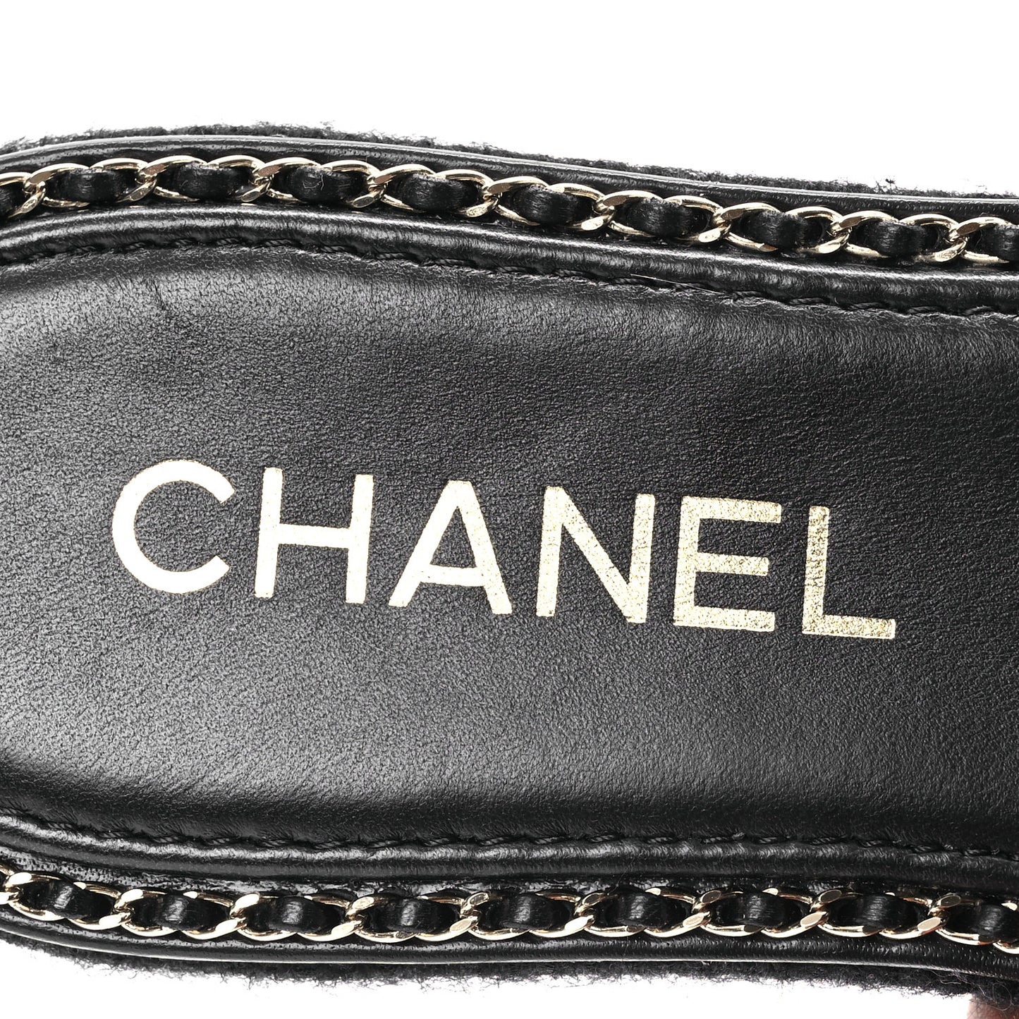 Wool Alpaca Chain CC Slide Sandals 40 Black