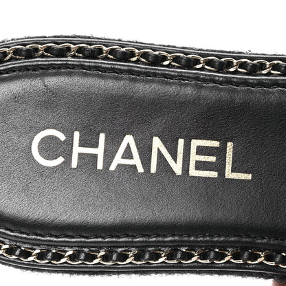 Chanel Wool Alpaca Chain CC Slide Sandals 40 Black 9 of 11