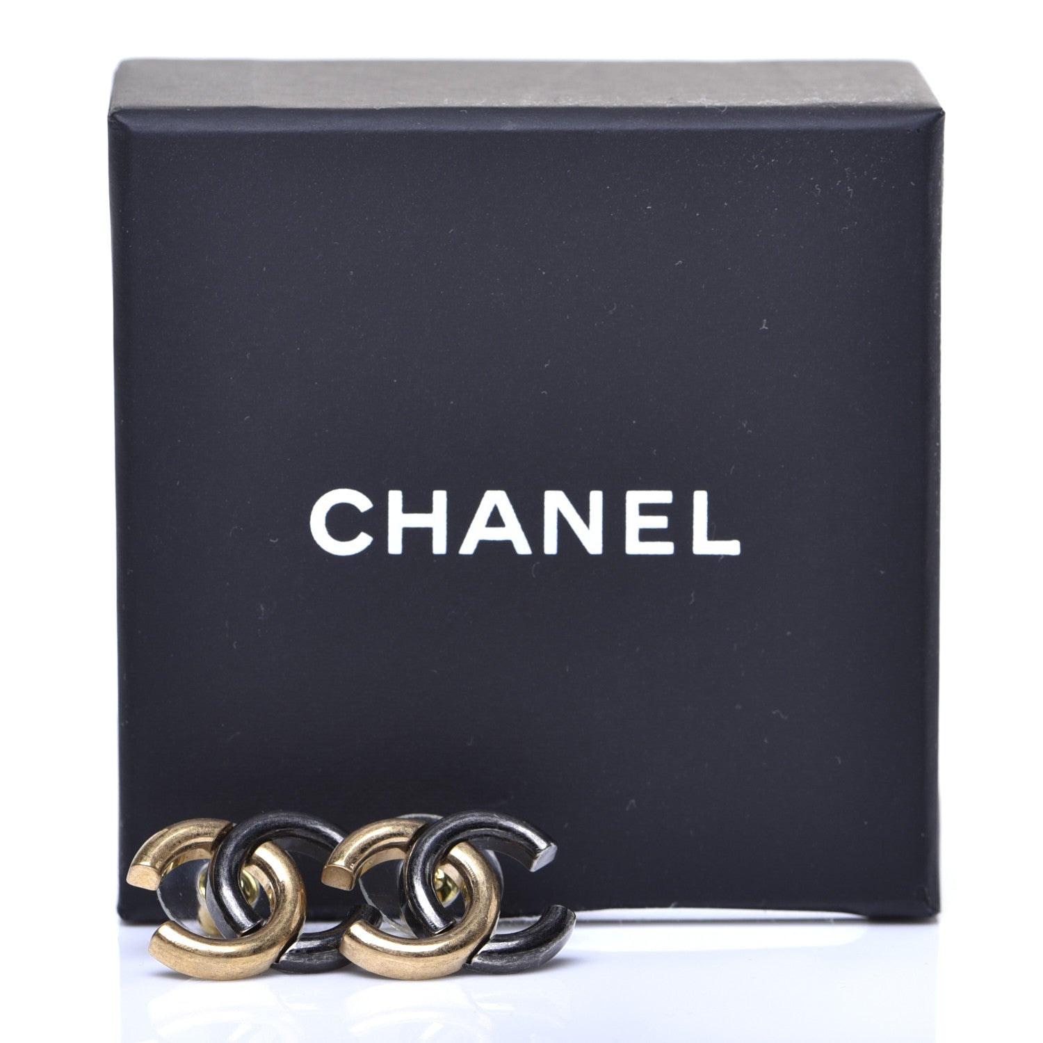 Chanel Metal CC Earrings Gold Ruthenium 5 of 5