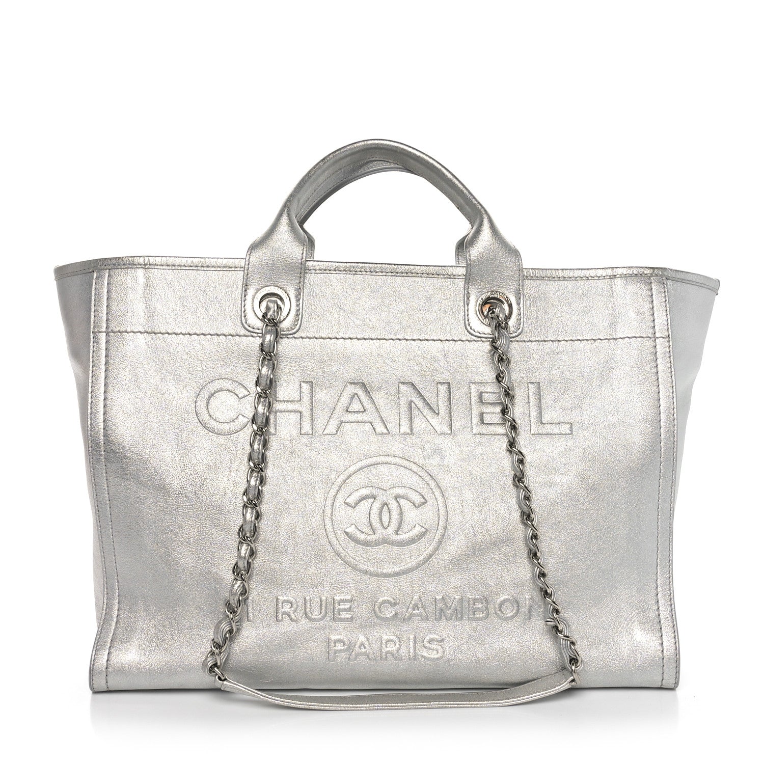 Chanel Metallic Calfskin Medium Deauville Tote Silver 1 of 11