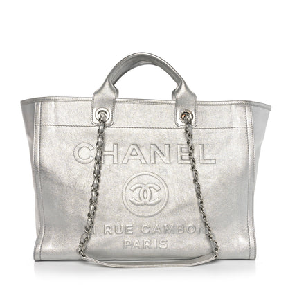 Chanel Metallic Calfskin Medium Deauville Tote Silver 1 of 11