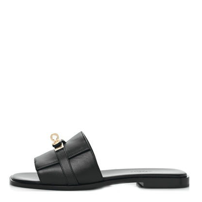 Hermes Calfskin Giulia Sandals 37.5 Black 1 of 8