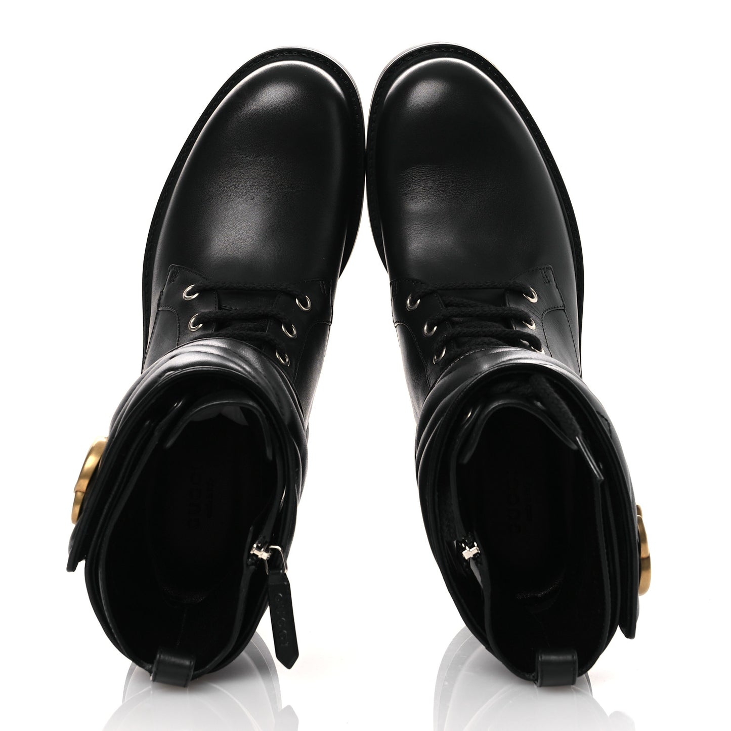 Flores Calfskin Nappa Matelasse GG 40mm Ankle Boots 39.5 Black