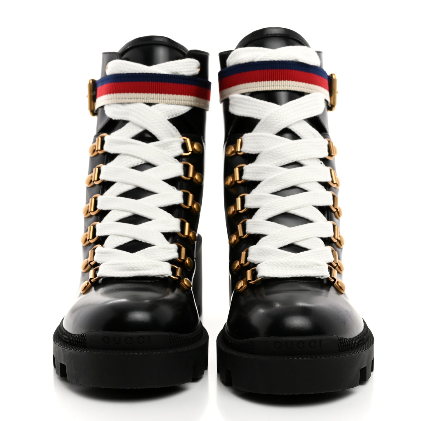 Calfskin Sylvie Web Womens Lace Up Combat Boots 35.5 Black