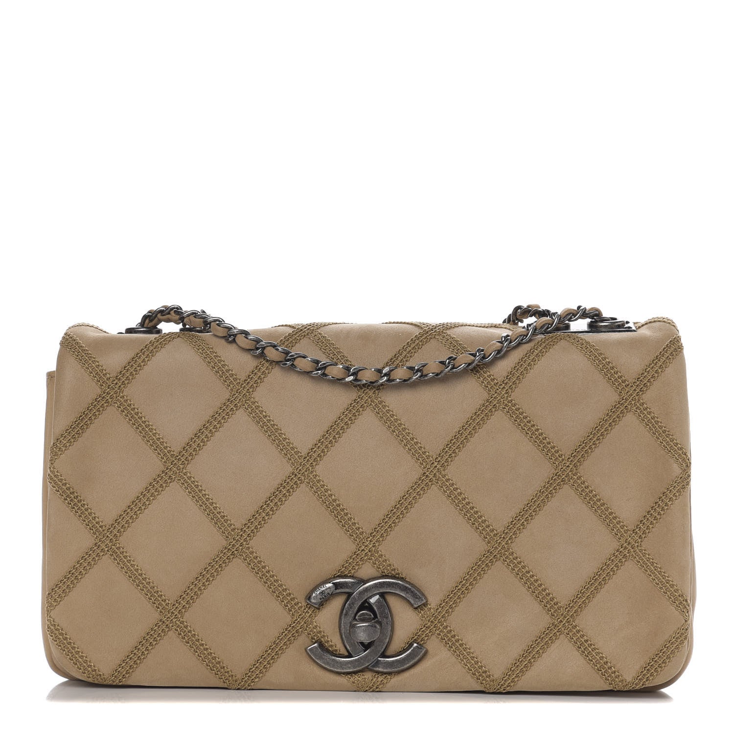 Chanel Suede Diamond Embellished Medium Single Flap Beige 1 of 9