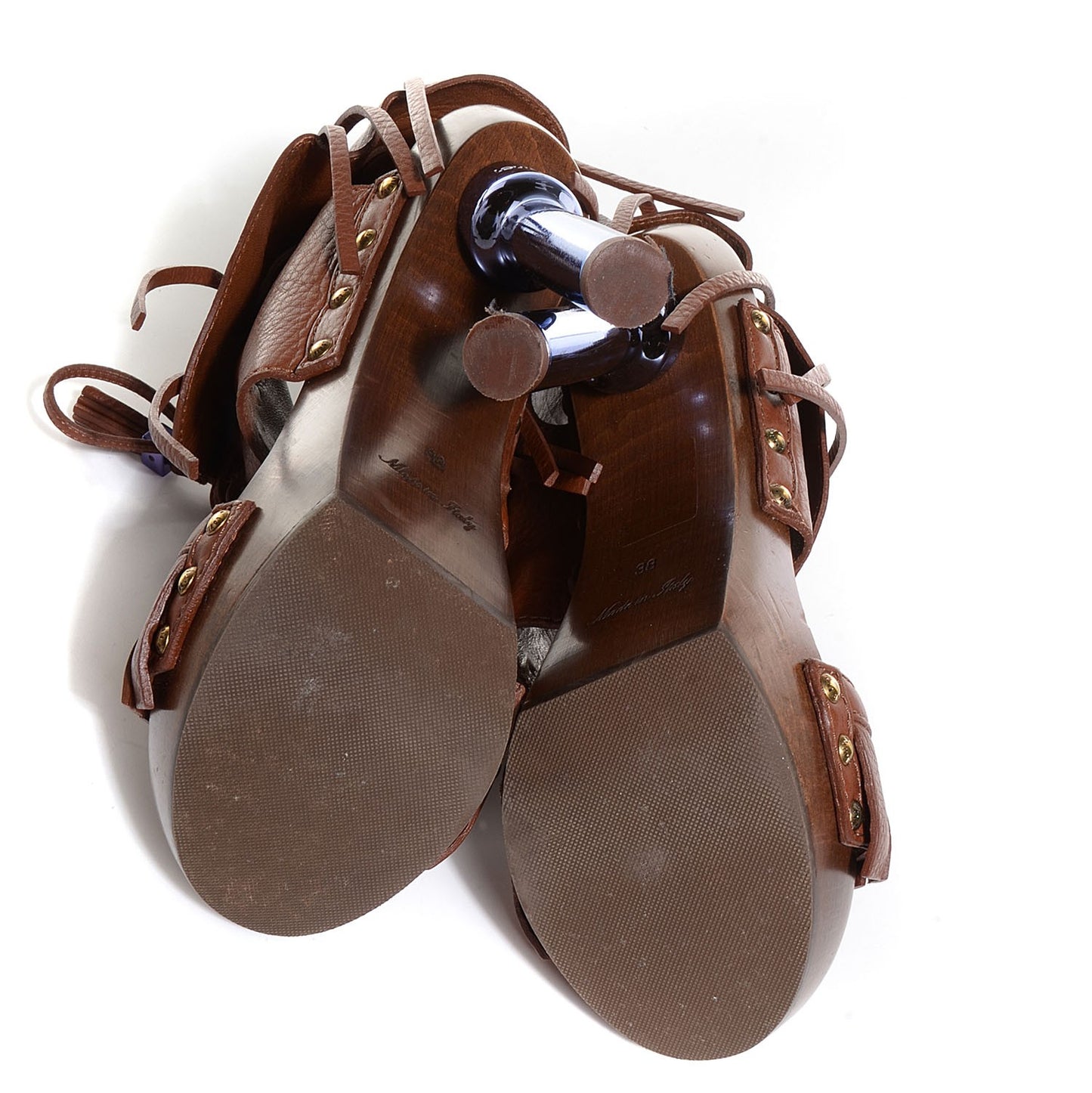Grained Calfskin Rosa Sandals 38 Cacao