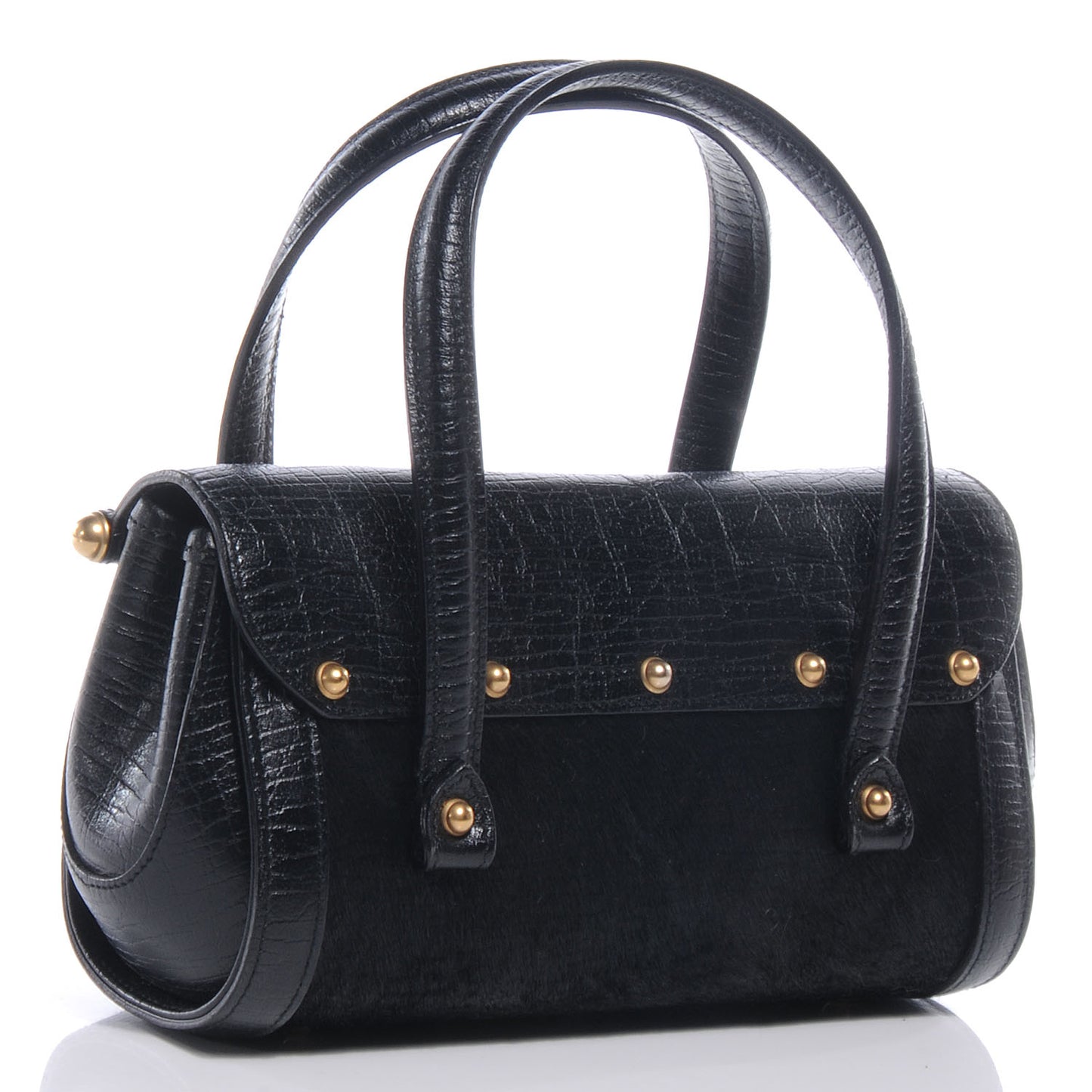 Calf Hair Calfskin Mini Bamboo Bullet Black