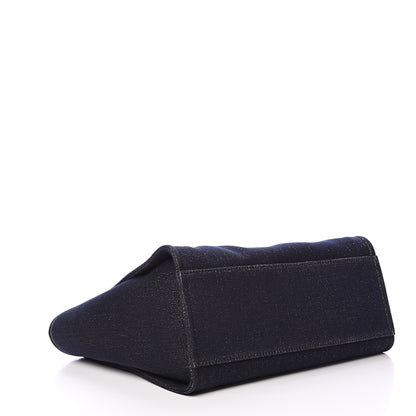 Chanel Lurex Canvas Medium Deauville Tote Navy Blue Gold 3 of 11