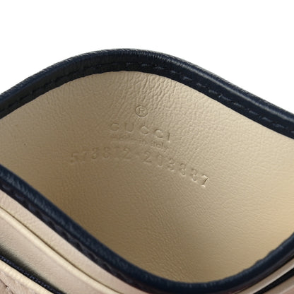 Gucci Vintage Effect Calfskin Matelasse Diagonal Torchon GG Marmont Card Holder White Blue Agata 6 of 6