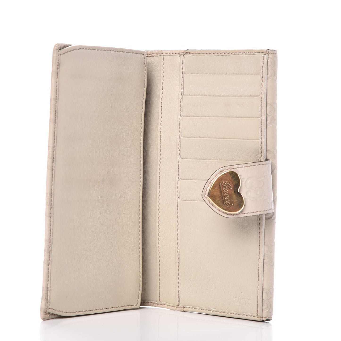 Guccissima Heart Continental Wallet Off White