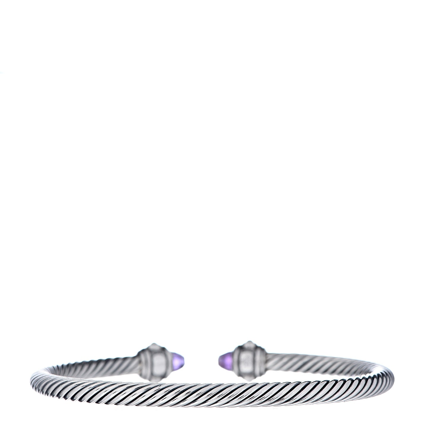 Sterling Silver 18K Yellow Gold Amethyst 4mm Cable Renaissance Bracelet