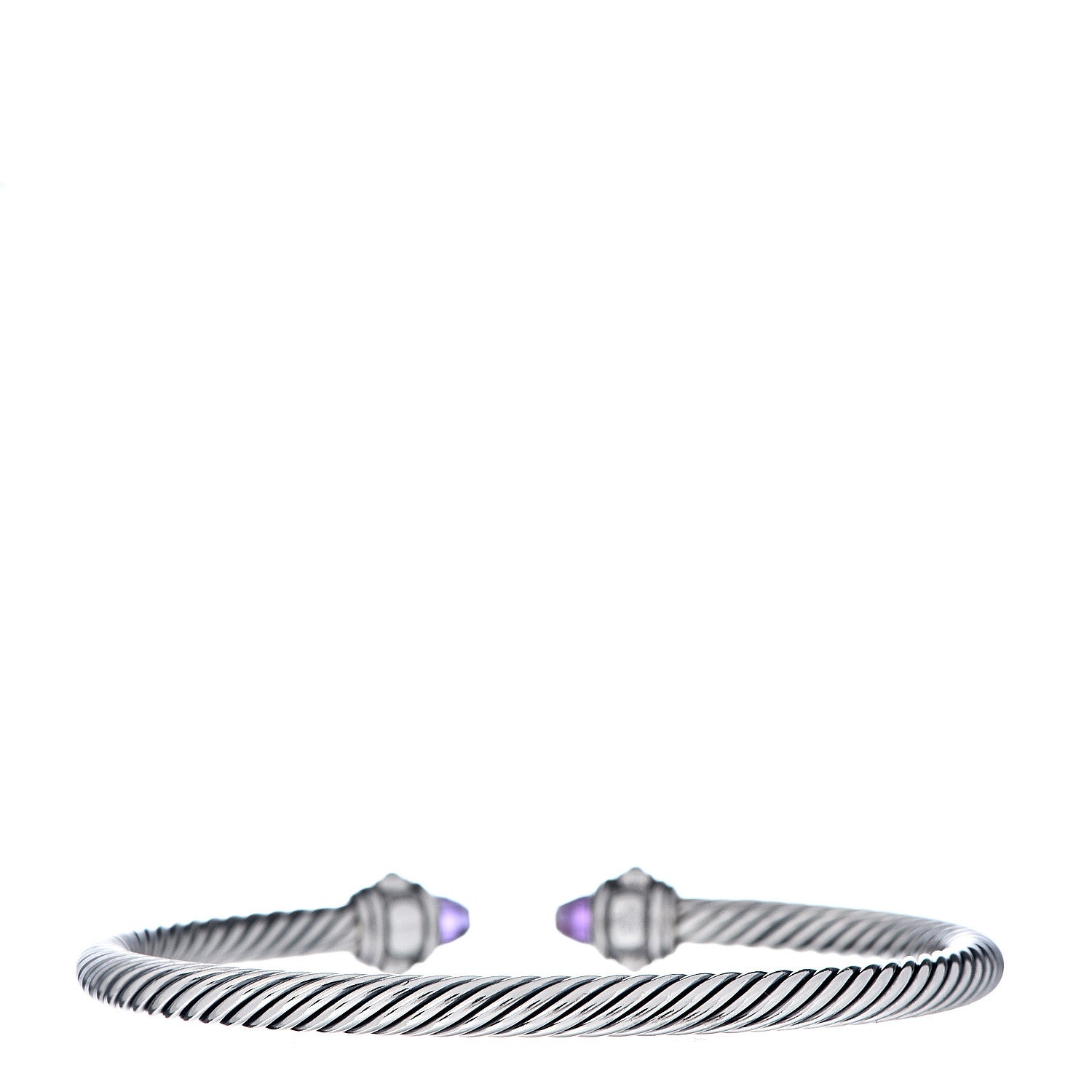 David Yurman Sterling Silver 18K Yellow Gold Amethyst 4mm Cable Renaissance Bracelet 3 of 4