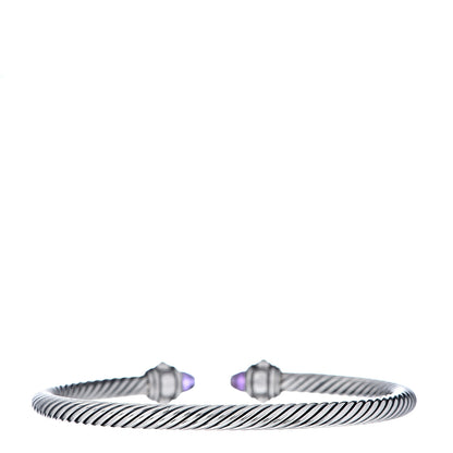 David Yurman Sterling Silver 18K Yellow Gold Amethyst 4mm Cable Renaissance Bracelet 3 of 4