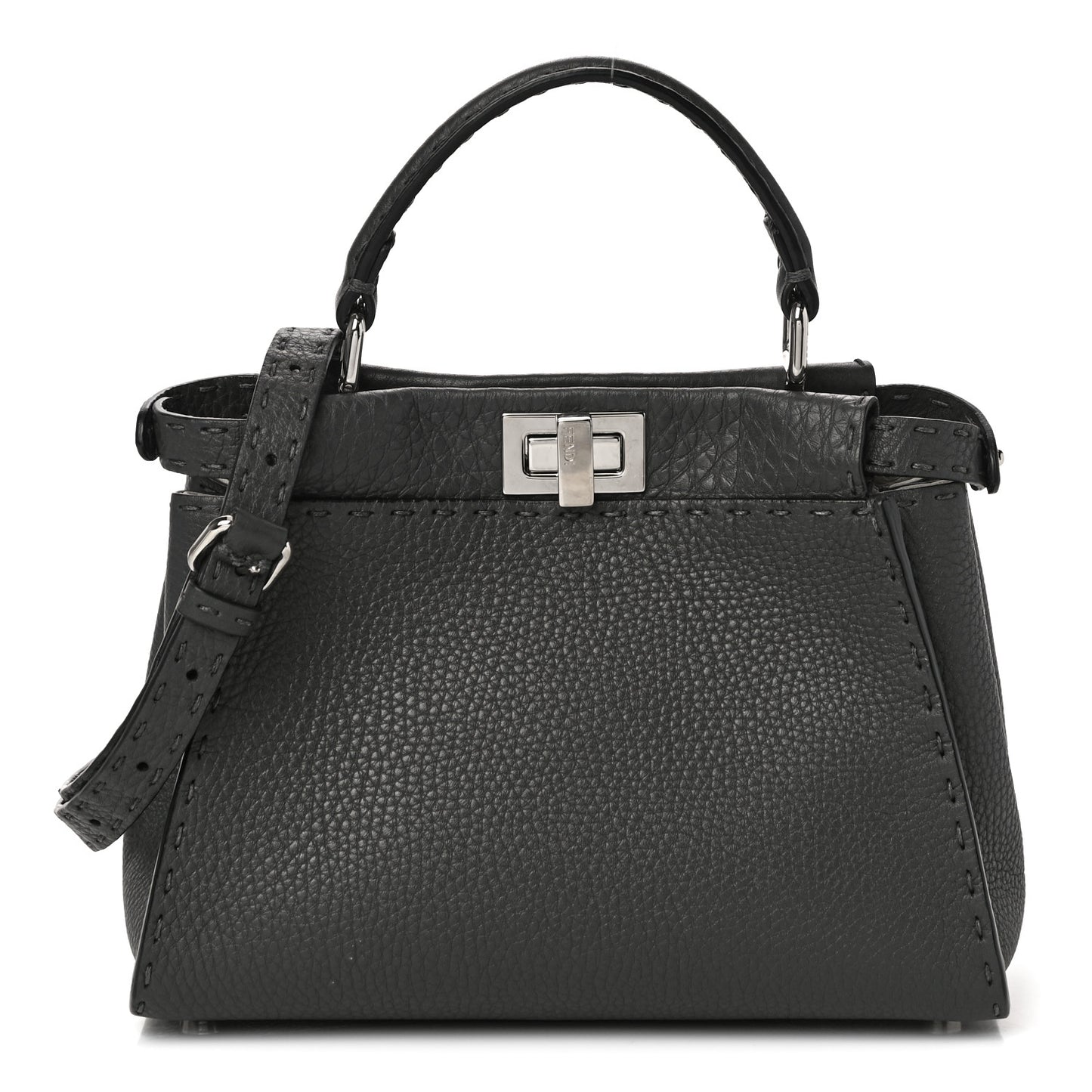 Cuoio Romano Selleria Bi-Color Mini Peekaboo Iconic Satchel Asfalto Latte