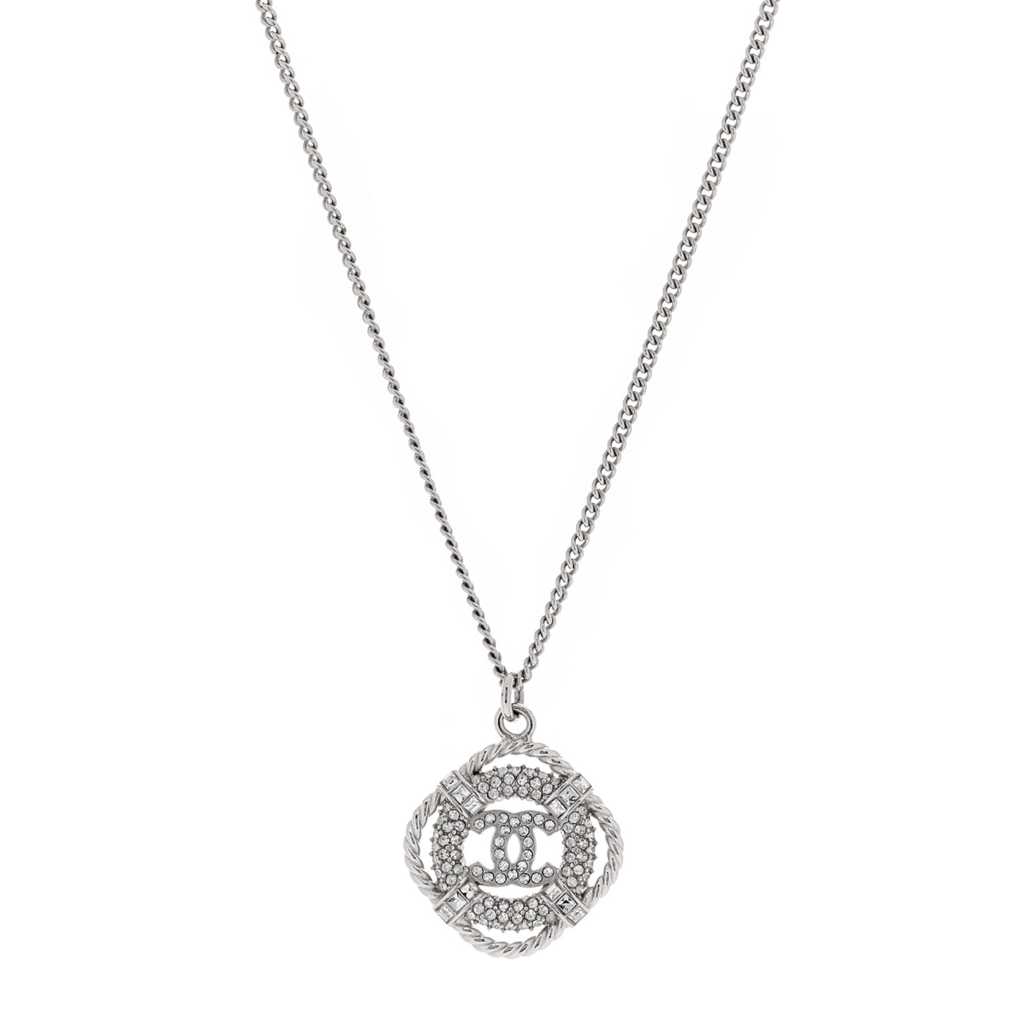 Crystal CC Life Float Necklace Silver
