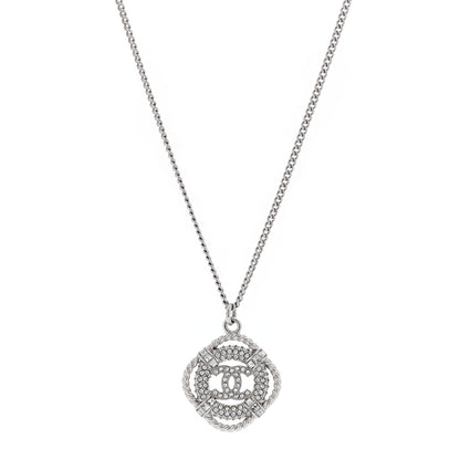 Chanel Crystal CC Life Float Necklace Silver 1 of 3