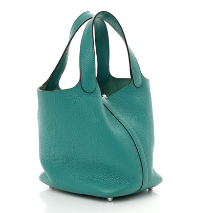 Hermes Taurillon Clemence Picotin Lock 18 PM Bleu Paon 3 of 11