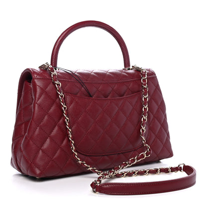 Chanel Caviar Lizard Embossed Quilted Small Coco Handle Flap Burgundy 2 of 4