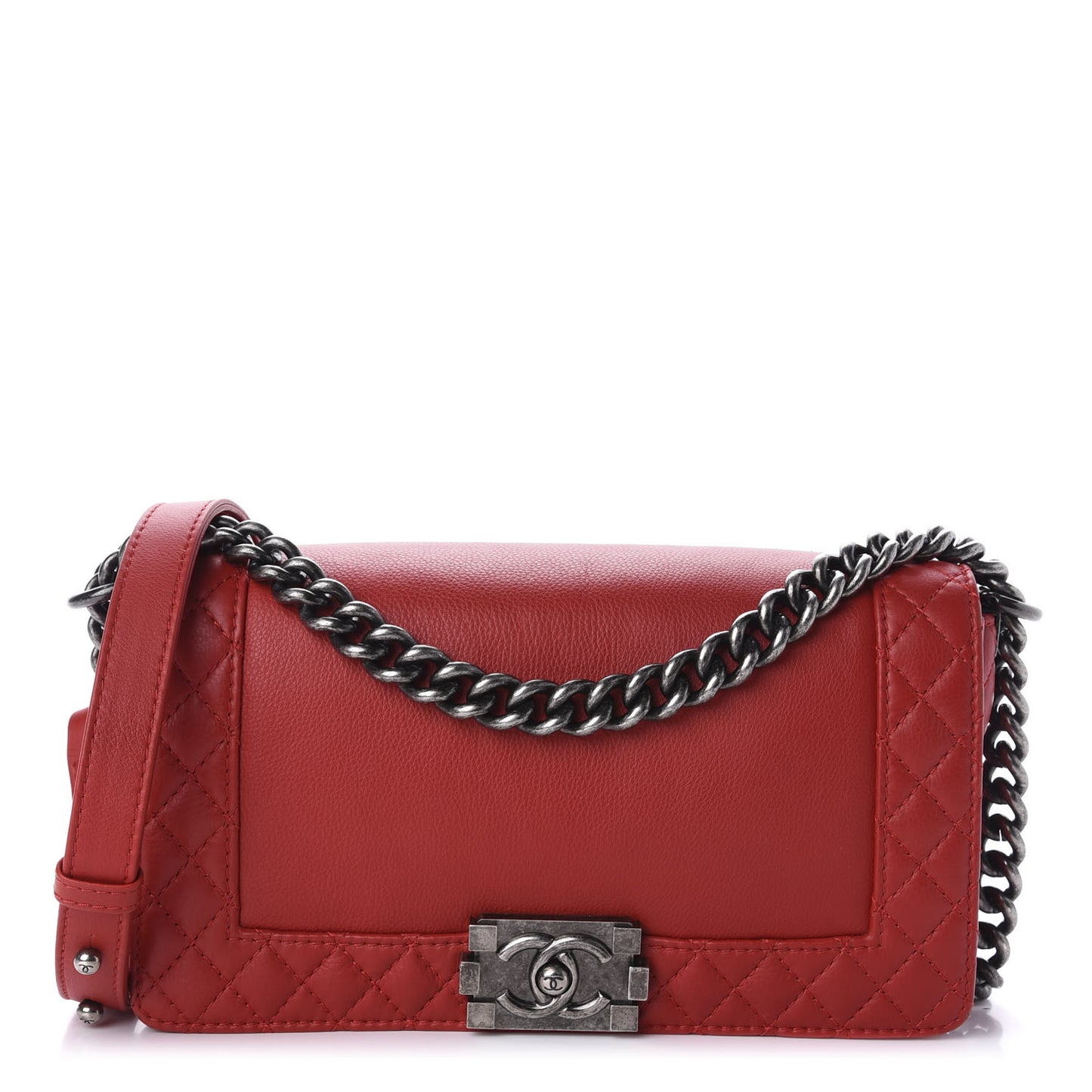 Calfskin Medium Boy Reverso Flap Red