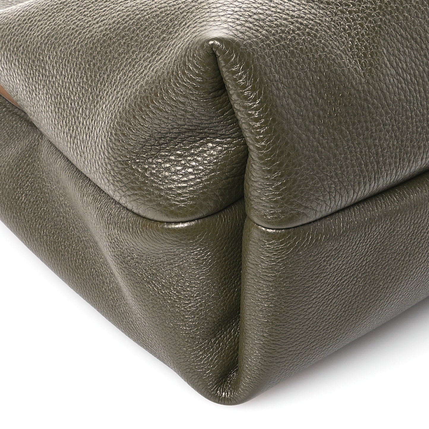 Grained Calfskin Softbit Maxi Shoulder Bag Forest Green