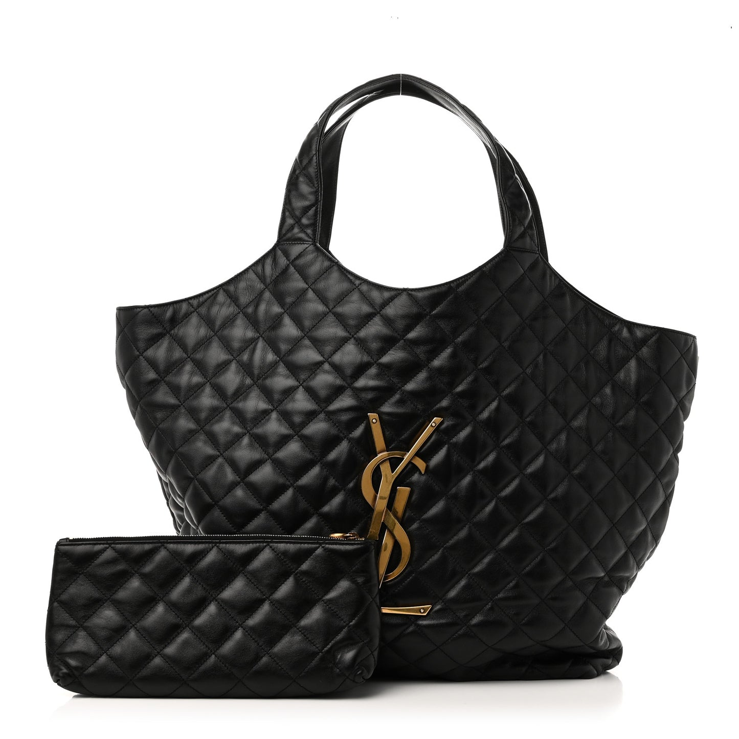 Lambskin Quilted Maxi Icare Shopping Tote Black