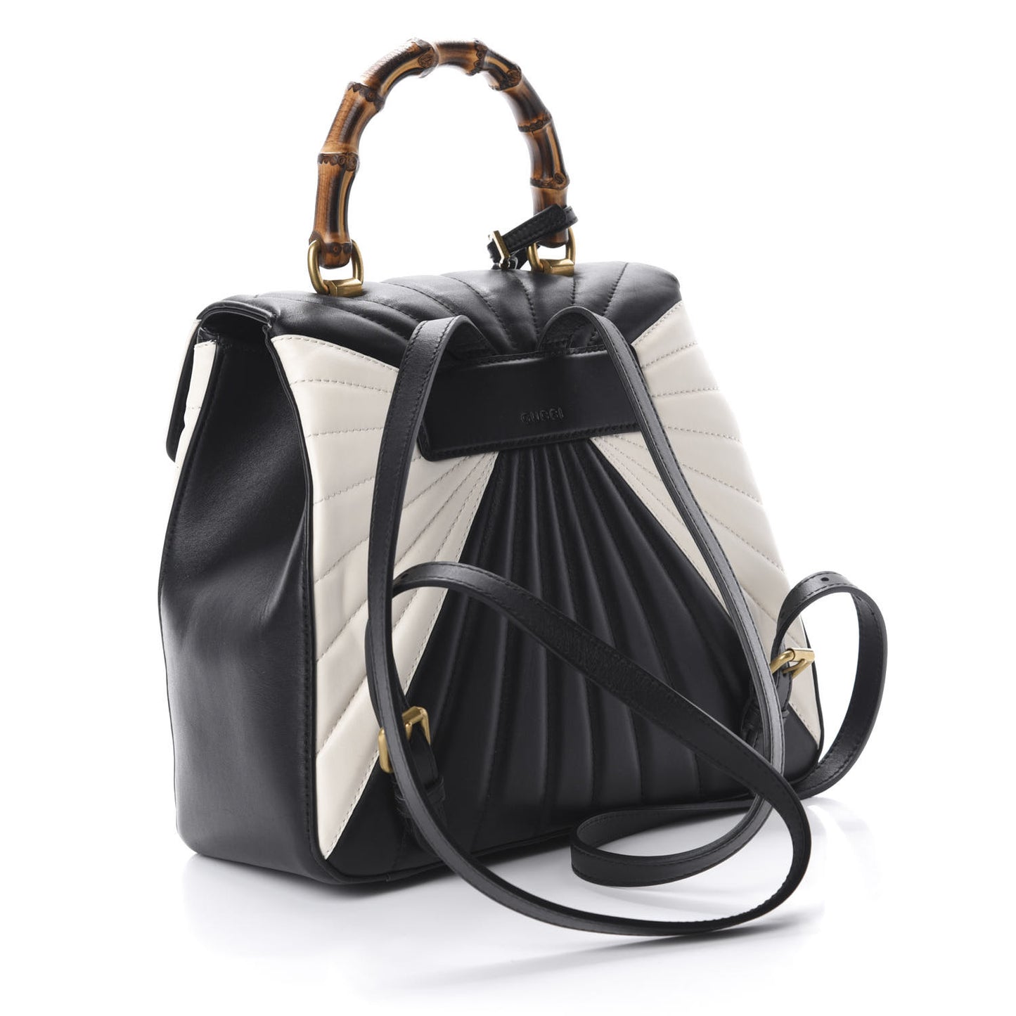 Calfskin Bamboo Trapuntata Queen Margaret Backpack Mystic White Black