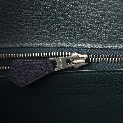 Hermes Togo Swift Officier Birkin 25 Bleu Nuit Vert Cypress 15 of 35
