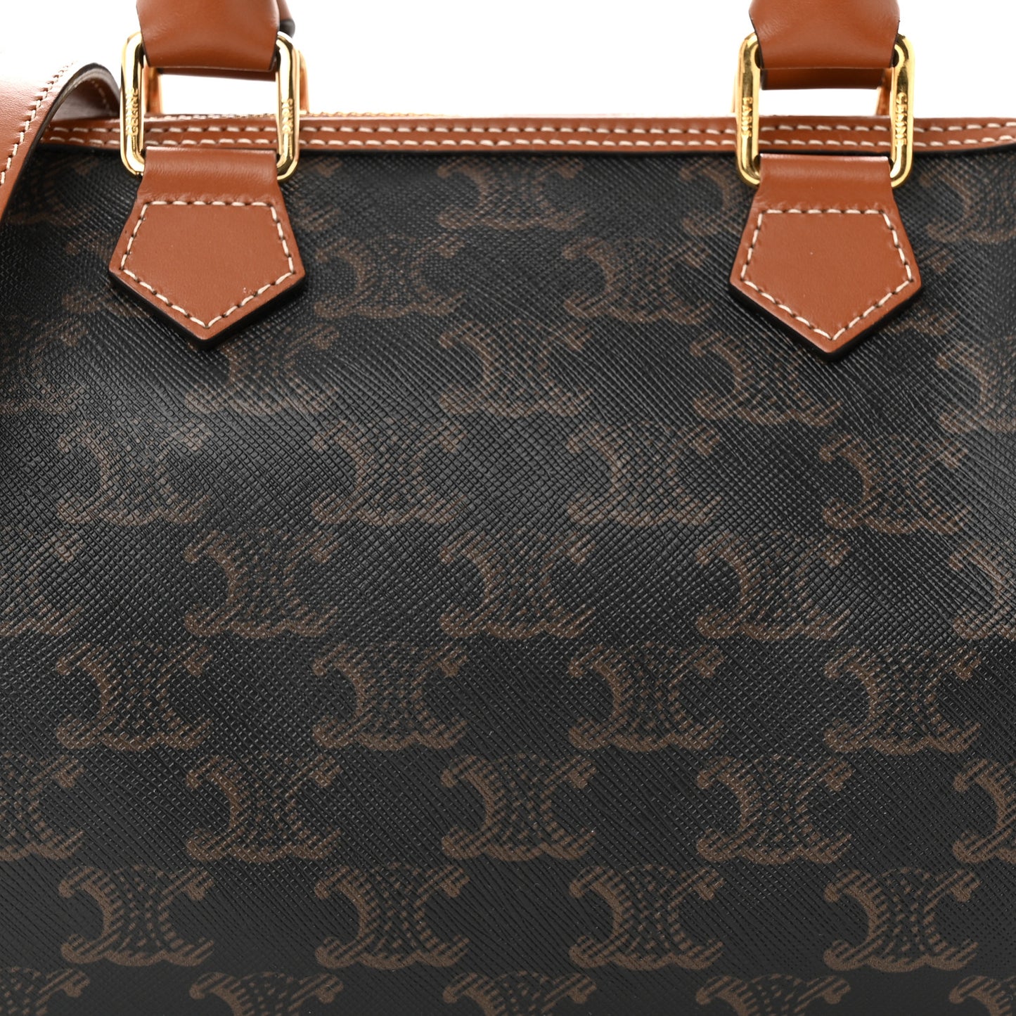Triomphe Canvas Calfskin Small Boston Bag Tan