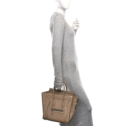 Celine Drummed Calfskin Micro Luggage Dune 2 of 11