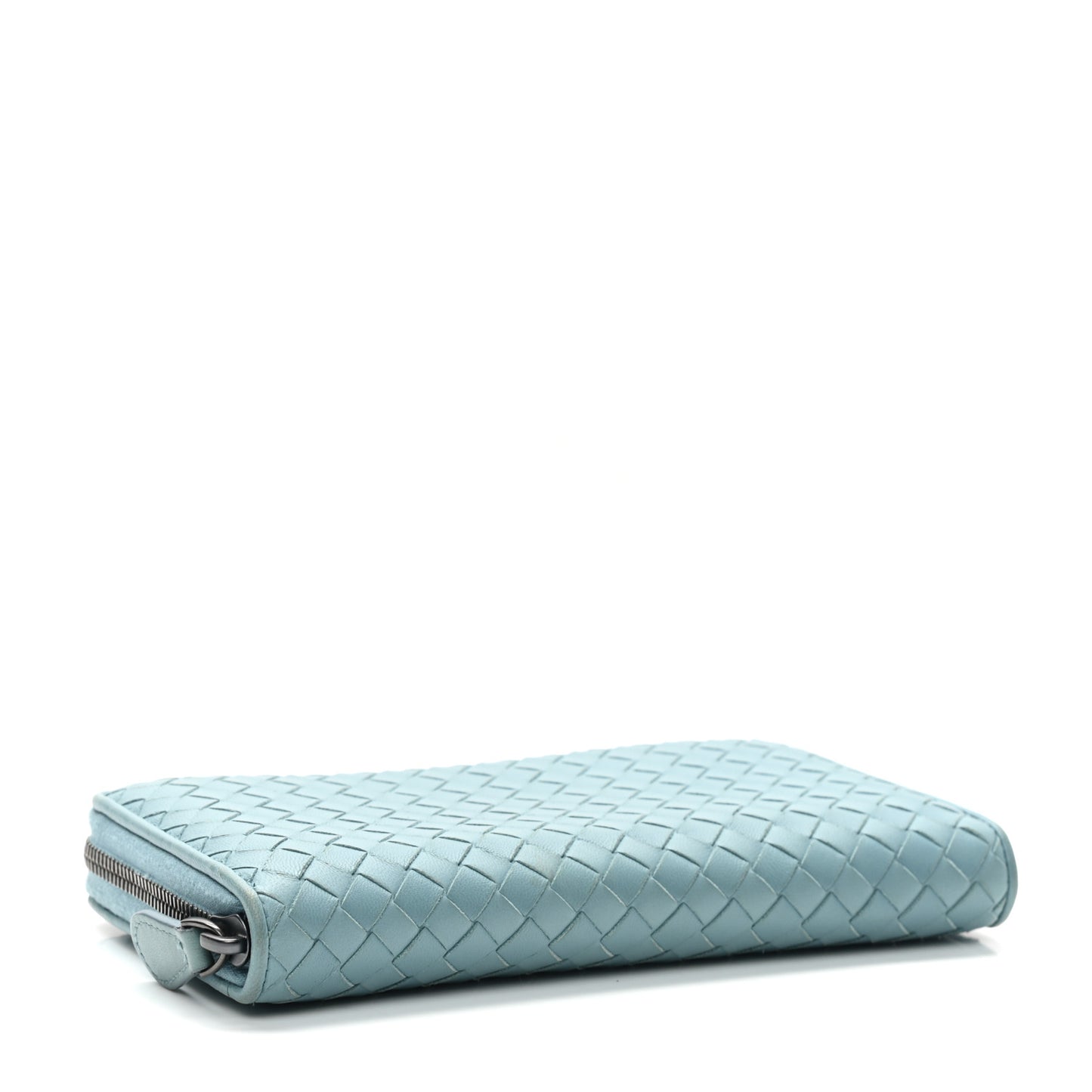Nappa Intrecciato Zip Around Wallet Aqua