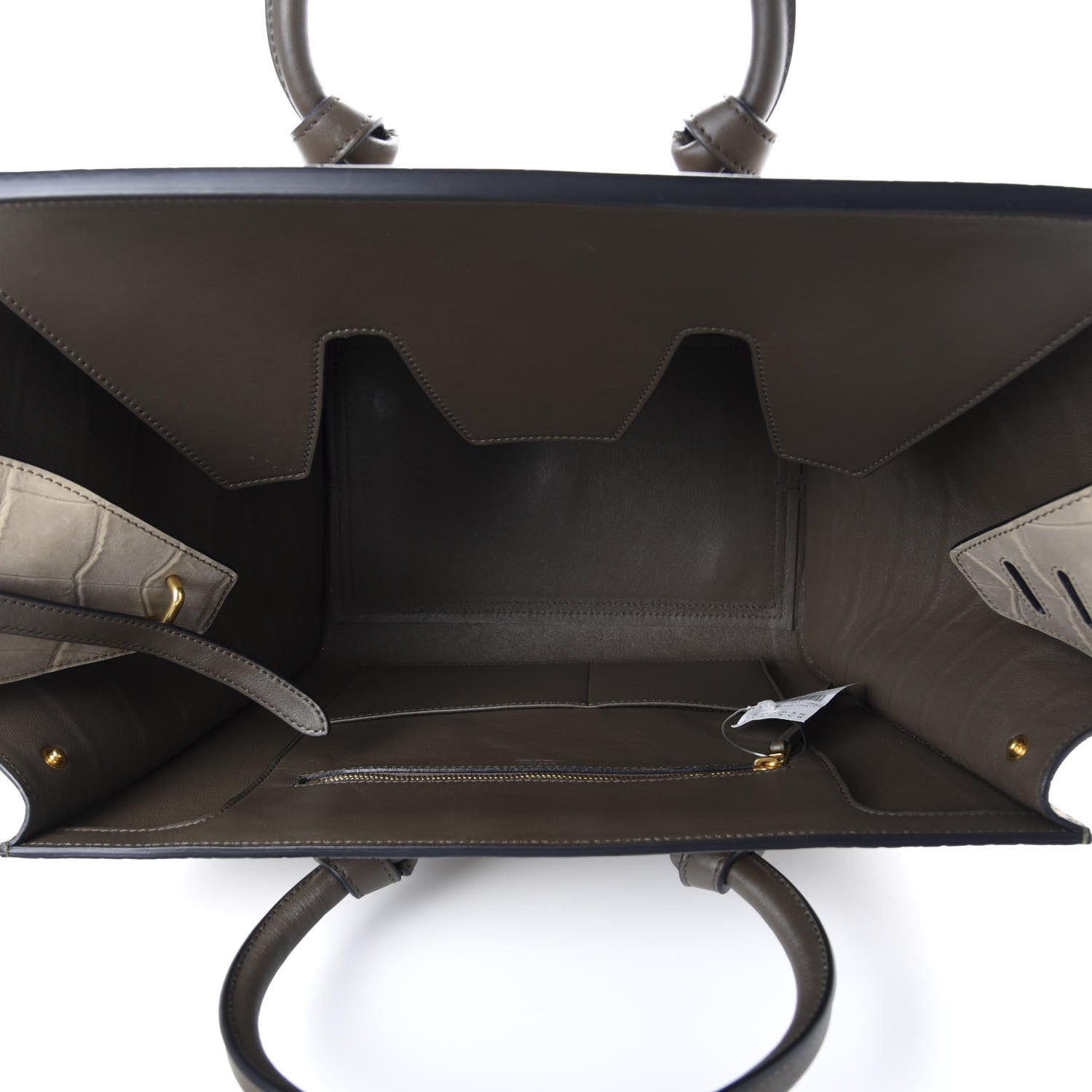 Celine Crocodile Embossed Nubuck Calfskin Small Tie Knot Tote Grey 6 of 10