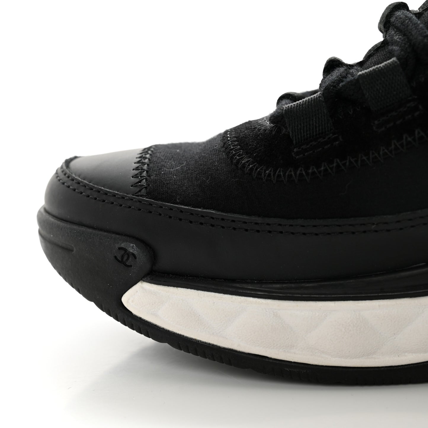 Velvet Calfskin Mixed Fibers CC Sneakers 37 Black