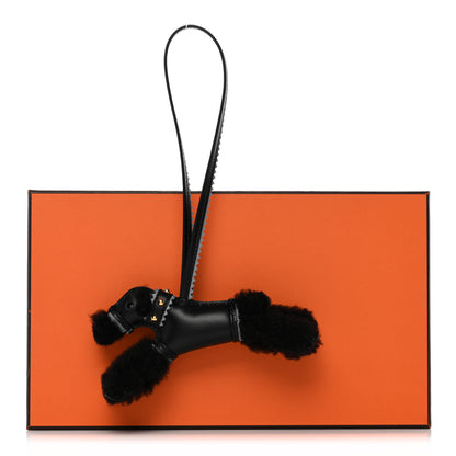 Hermes Milo Lambskin Epsom Shearling Budy Apic Charm Black Gris Pantin 4 of 4