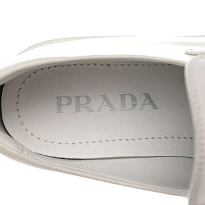 Prada Spazzolato Rois Metal Triangle Logo Monolith 55mm Loafers 38 White 8 of 11