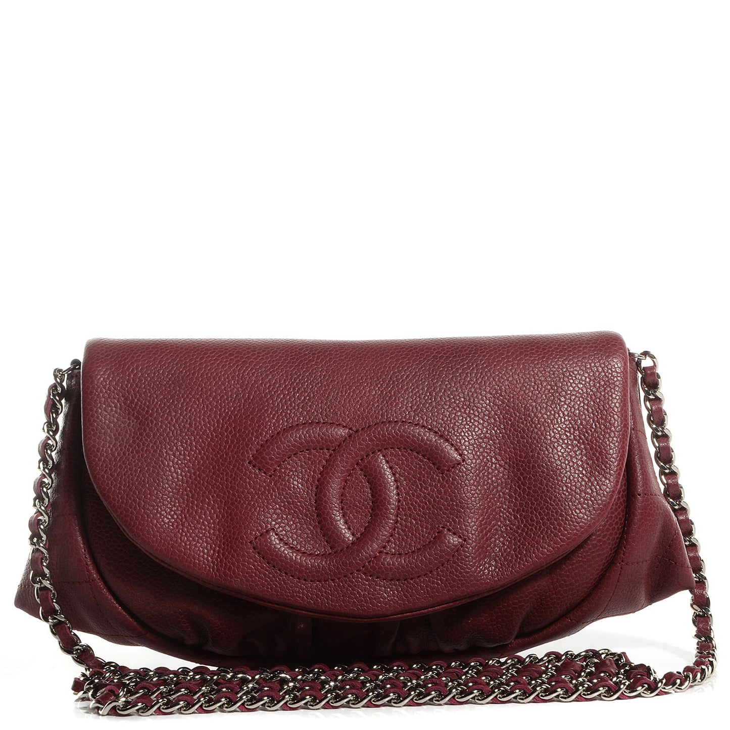 Caviar Half Moon Wallet On Chain WOC Bordeaux