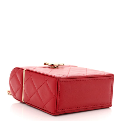 Chanel Lambskin Quilted Small Box With Chain Red 4 of 10