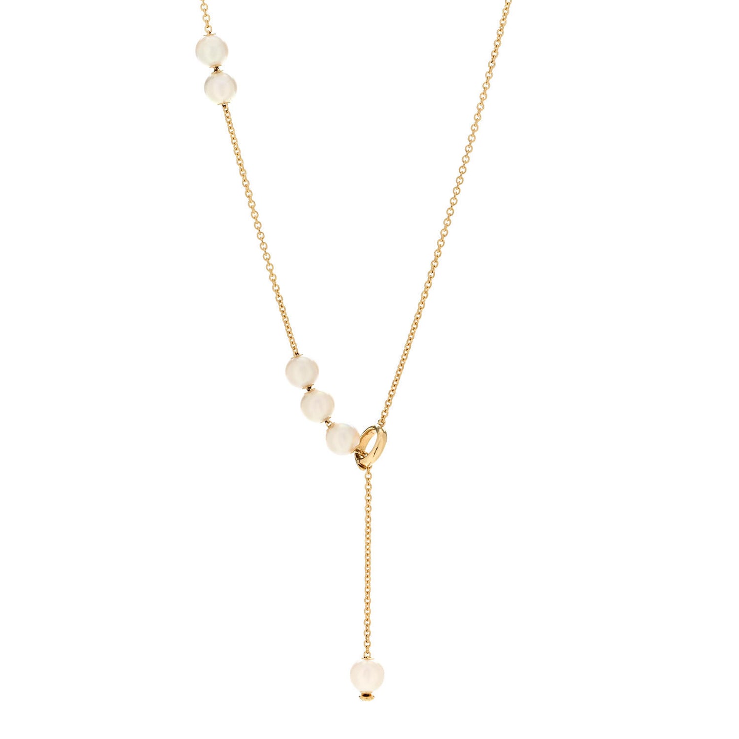 18K Yellow Gold Akoya Pearl 7-7.5mm Pearls in Motion Lariat Necklace