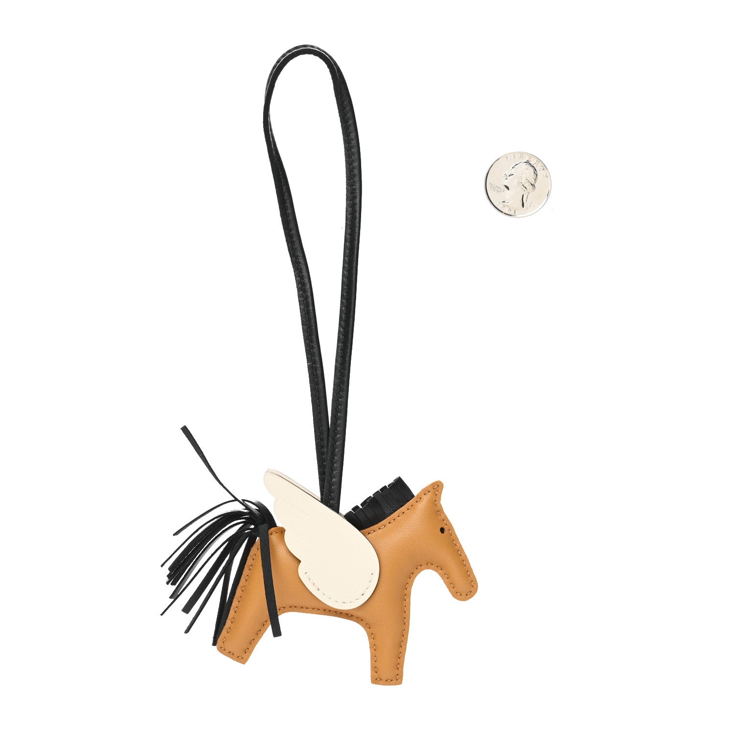 Hermes Milo Lambskin Grigri Rodeo Pegase Horse Bag Charm PM Sesame Black Nata 2 of 4