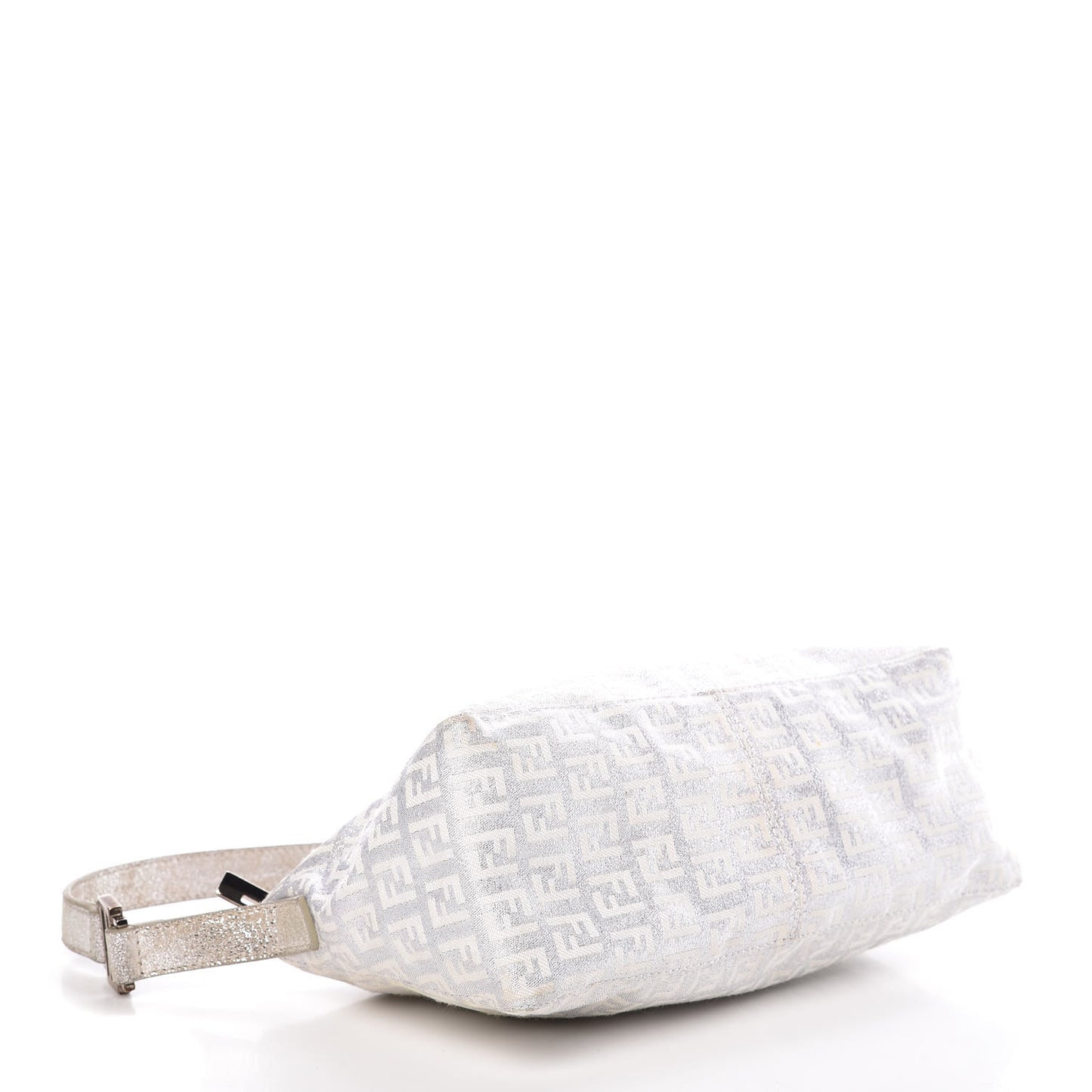 Metallic Lurex Zucchino Suede Small Shoulder Bag White Argento
